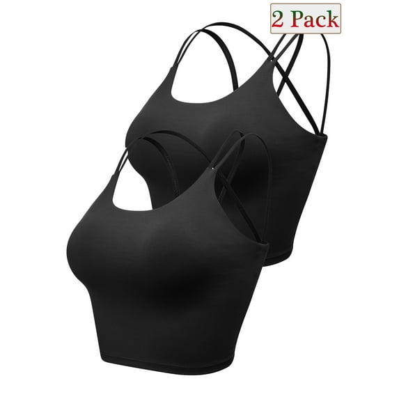 2Pack Women Leopard Printed Sexy Padded Push Up Bralet Bra Vest Tank Crop Tops Underwear Casual Scoop Neck Sleeveless Cropped Tops Strappy Back Tank Tops