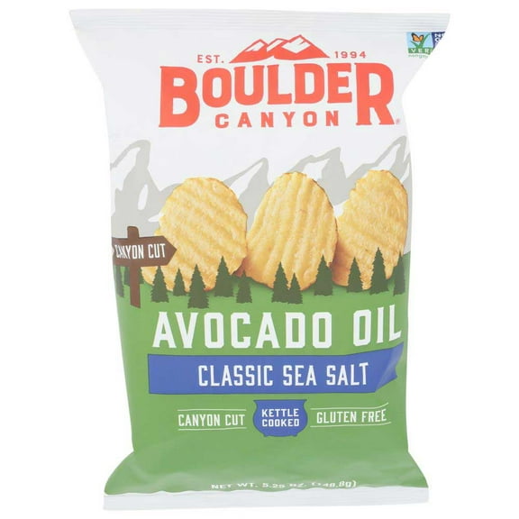 Boulder Canyon Avocado Oil Canyon Cut Classic Sea Salt Potato Chips, 5.25 Ounce -- 12 per Case.