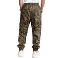 thumbnail image 4 of Havenx Mens Camo Cargo Pants Maple Leaf Print Elastic Waist Tapered Cargo Pants with Pockets Straight Wide Leg Trousers Gym Workout Hiking Casual Athletic Clothes,Camouflage XL, 4 of 5