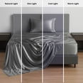 thumbnail image 5 of Lux Decor Luxury Satin Sheets Twin Size - 3 Piece Cooling Bed Sheet Set, Silky Soft & Smooth, Deep Pockets up to 15", OEKO-TEX Certified, Skin-Friendly Comfort (Dark Grey), 5 of 10