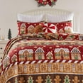 thumbnail image 4 of Greenland Home Fashions Gingerbread Lane Christmas Holiday Reversible Quilt Set, Red, 3-Piece Full/Queen, 4 of 6