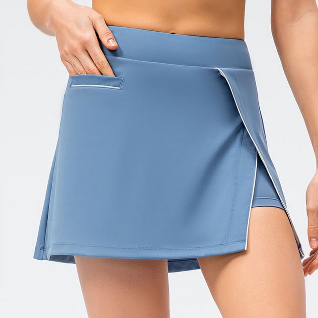 Falda deportiva de primavera y verano, falda falsa de dos piezas anti-running, falda suelta informal para yoga y running