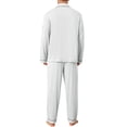 thumbnail image 3 of INSPIRAR CHIC Conjunto de Pijamas Casuales de 2 Piezas de Manga Larga en Color Sólido con Botones para Hombre M Blanco Gris, 3 of 5
