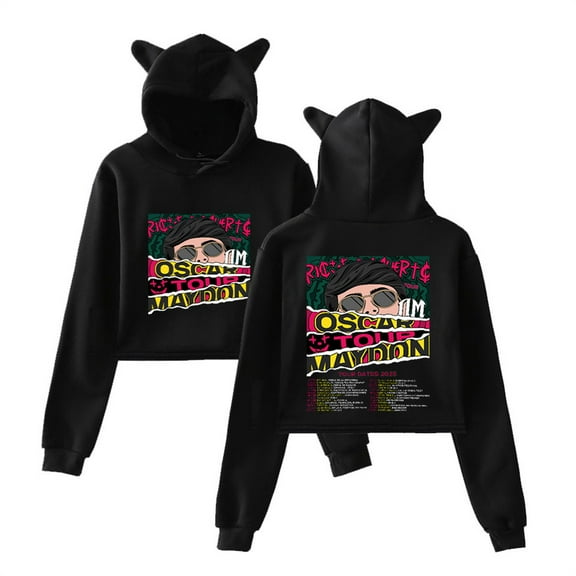 Oscar Maydon Tour 2025 Short Hoodies Unique Cat Ear Sweatshirts Funny Womens Tops