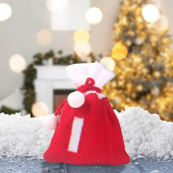 Bolsa de dulces navideña de punto bordada | Mini bolsita de regalo colgante con letra | Adorno decorativo navideño | Decoración personalizada para el árbol de Navidad