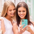 thumbnail image 7 of Cute Protective Phone Cover Case For Apple iPhone 11 Pro Case with [Tempered Glass Screen Protector] Girls Women Dual Layer Heavy Duty -Glitter Teal, 7 of 7
