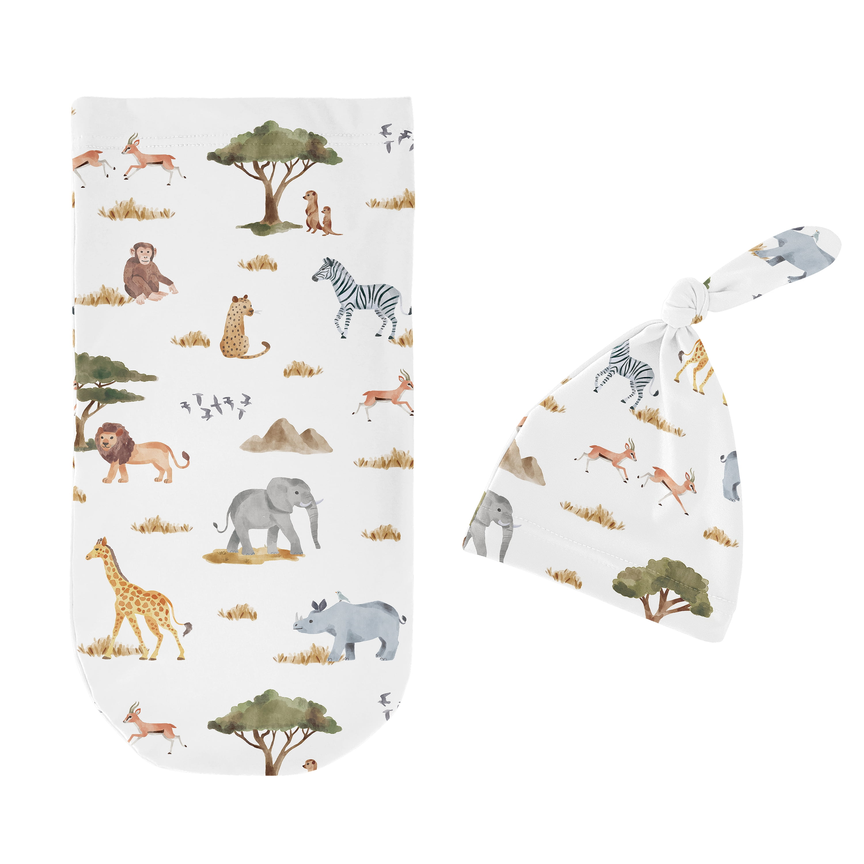 Jungle Baby Cocoon and Beanie Hat Sleep Sack Set Boy or Girl Gender Neutral Unisex by Sweet Jojo Designs
