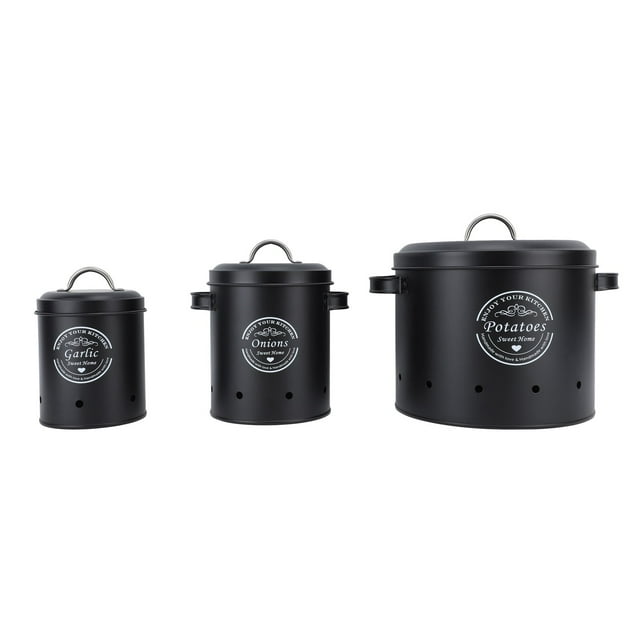 Potato and Onion Storage Bin, Kitchen Storage Canister Set with Lids, Countertop Potato Onion Garlic Keeper, Fruit Vegetable Storage Containers Jars for Pantry & Kitchen Counter
