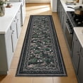 thumbnail image 3 of Floral Living Room Rugs, Washable Large Non-Slip Accent Dining Room Rug, Soft Low-Pile Decorative Rugs, Bordered Water Lily Print Rug for Home, 3 of 8