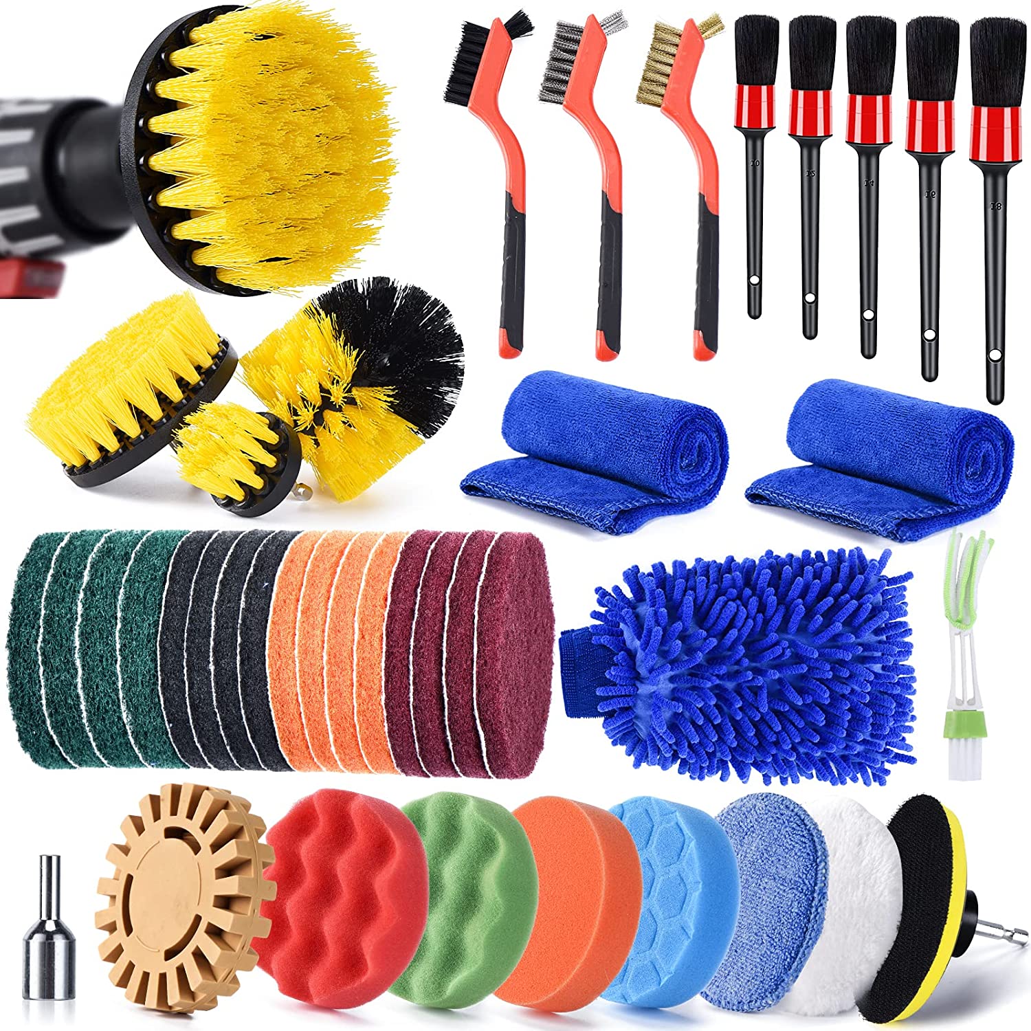 NXTOP 40 Pcs Drill Brush Attachments Set, Car Cleaning Tools Kit with