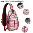 thumbnail image 2 of Sling Backpack,Red and Green Christmas Pattern Crossbody Bag with Water Bottle Holder,Waterproof Sling Bag for Men/Women with Chest Phone Holder for Hiking,Travel, 2 of 6
