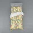 thumbnail image 2 of Floral Duvet Cover Set, Oval Cornered Geometric Squares of Many Sizes Varied Flowery Patterns Lines Swirls, Bedding Set with Shams and Fitted Sheet, 3 Sizes, by Ambesonne, 2 of 3
