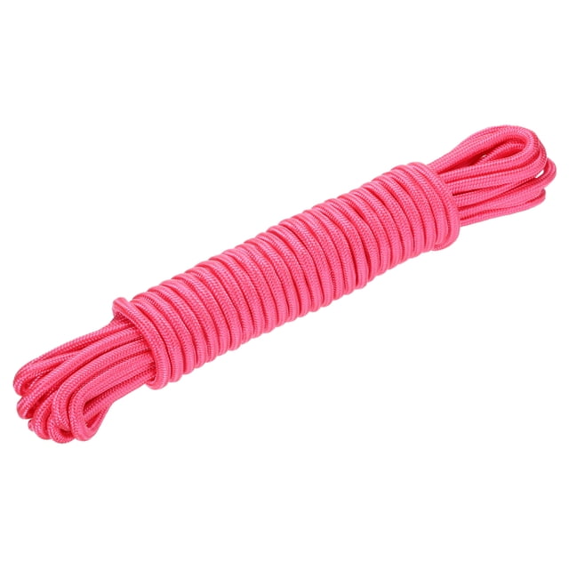 Cuerda trenzada de polipropileno Uxcell 10M/33ft 3/8" Rosa para camping y línea de ropa en interiores y exteriores