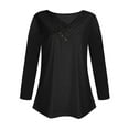 thumbnail image 3 of BXINGOHAI Long Sleeved Tops for Women Button V Neck Shirts Solid Basic Tunic Tops Loungwear Daily Tunic Tees Under $10 Black,XXL, 3 of 3