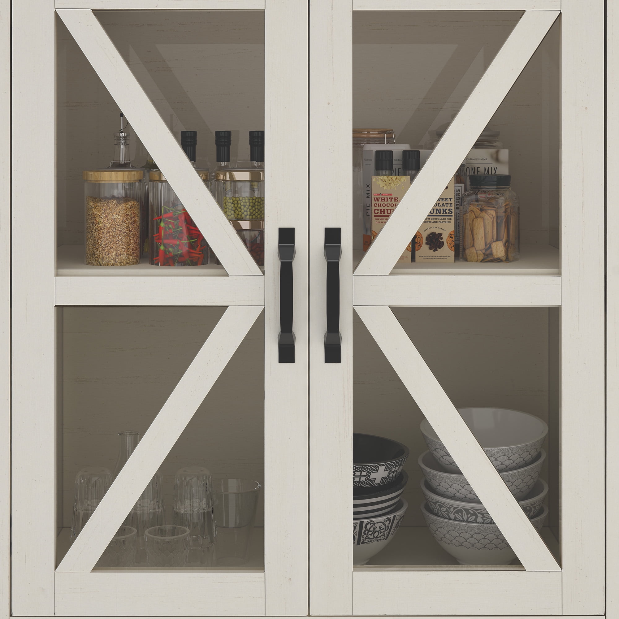 DEXTRUS 66" Freestanding Kitchen Pantry Cabinet with 4 Shelves and Doors, Storage Cabinet for Kitchen Dining Room Living Room, White