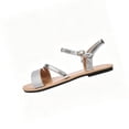 thumbnail image 2 of Viluyesy Flat Sandals for Womens, Ankle Strap Fashion Comfort Open Toe Summer Casual Shoes Silver US8.5, 2 of 9