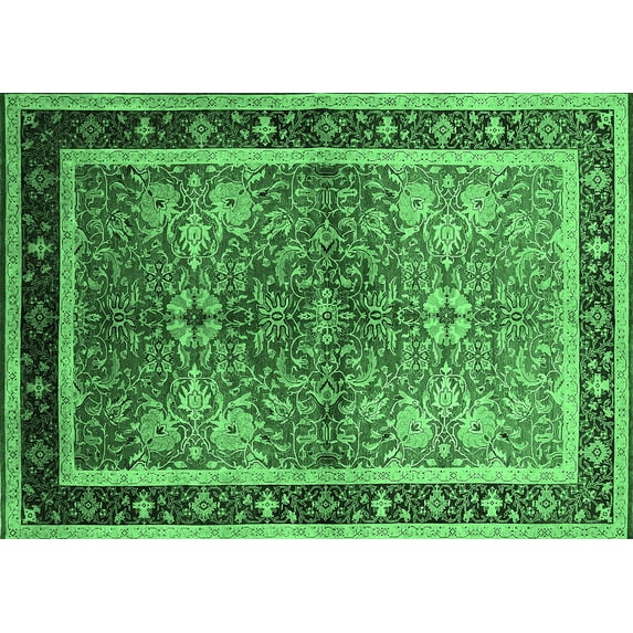 Ahgly Company Indoor Rectangle Oriental Emerald Green Traditional Area Rugs, 8' x 10'