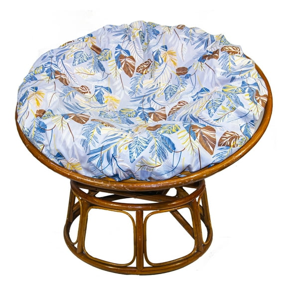 Papasan Cushion Cover, Skin-Friendly-Soft Printed Microfiber Fabric, Machine Washable Zippered Papasan Chair Cushion Slipcover Only (Blue Leaves, 55 in)