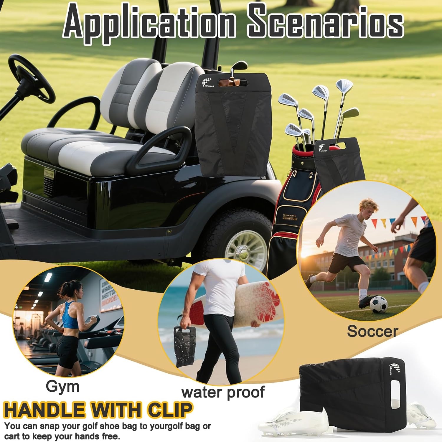 Shoe Bag，Shoe Bags for Travel，Golf Shoe Bag，Cleat Bags for Sports Smell Proof，New Upgraded Waterproof, Anti-odor, Remove odor（Double magnetic closure design）