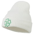 thumbnail image 2 of Four Leaf Clover Embroidered Watch Beanie - White OSFM, 2 of 5