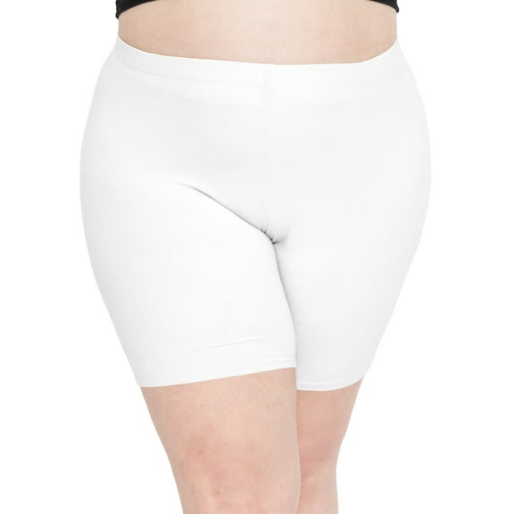 Stretch Is Comfort Women's Plus Size Cotton Biker Shorts White 5X