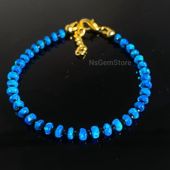 AAA Paraiba Opal Beaded Bracelet: 925 Sterling Silver, Ethiopian Opal Beads Bracelet