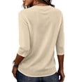 thumbnail image 7 of Linen Texture Blouse for Women, Crew Neck Half Sleeve Loose Tunic - Lightweight Breathable Summer Casual Top Beige L, 7 of 7