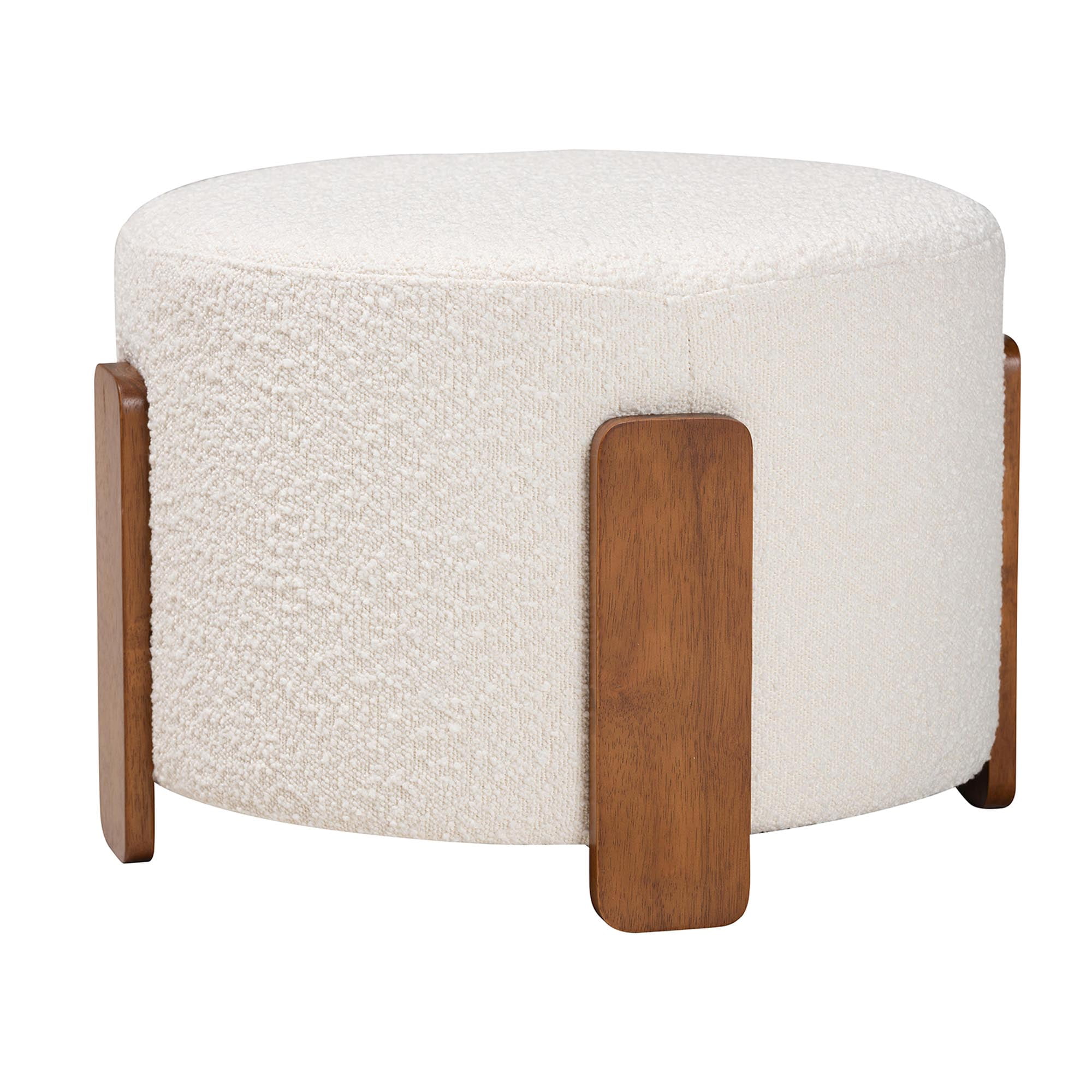 Baxton Studio Finlay Japandi Footstool, One Size, Walnut Brown