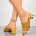 thumbnail image 5 of Square Open Toe Heeled Sandals for Women Low Block Chunky Heel Sandals Slip on Mules Comfortable Dress Shoes Yellow 9.5(43), 5 of 9