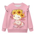 thumbnail image 2 of Garronmavis Sunflower Pullover Sweatshirt Polyester Spandex Fabric Axolotl Long Sleeve Pullover Crewneck Tops Shirts Fashion Girl's Graphic Shirts Top Comfortable for 5-6 Years Kids, 2 of 7