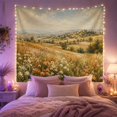 thumbnail image 2 of Wildflower Meadow Landscape with Rolling Golden Hills, Serene Vintage for Nature Lovers, Botanical Wall Decor, Housewarming Gift, Tapestry Wall Hanging for Bedroom and Living Room, 2 of 7