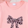 thumbnail image 4 of TOWED22 Girls' 2 Piece Summer Outfit Toddler Short Sleeve Bow Print Tshirt Tee + Denim Skirt Set Casual Clothes(Pink,7 Y), 4 of 7