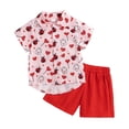 thumbnail image 3 of JAJAHO Toddler Boys 2 Piece Set Gentleman Outfits Short Sleeve Heart Print Button Up Collared Shirts And Shorts Valentine's Day 1-5 Years Trendy Outfit, 3 of 9