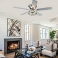 thumbnail image 4 of Breezary 52" Flush Mount 5-Blade Ceiling Fan with Light Kit and Remote Chrome, 4 of 5