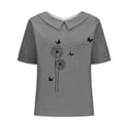thumbnail image 4 of ALLLIST Collared Trendy Tops for Women 2024 Gray Short Sleeve Floral Printed Casual T-Shirts Blouse for Women, 4 of 4