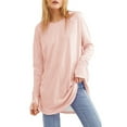 thumbnail image 2 of YDDIAN Baggy T Shirts for Women Trendy Crew Neck Plus Size Loose Fit Tops Long Sleeve Summer Basic Tunic Tshirts with Thumb Holes Pink XL, 2 of 6