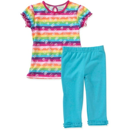 Faded Glory - Little Girls' Tee and Capri Set, 2 Pack