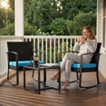 thumbnail image 6 of Homall Patio Furniture Set Outdoor Rocker All Weather PP Rocking Chair with Cushion Set of 3, Blue, 6 of 7