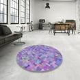 thumbnail image 4 of Ahgly Company Machine Washable Indoor Square Transitional Purple Violet Purple Area Rugs, 8' Square, 4 of 7