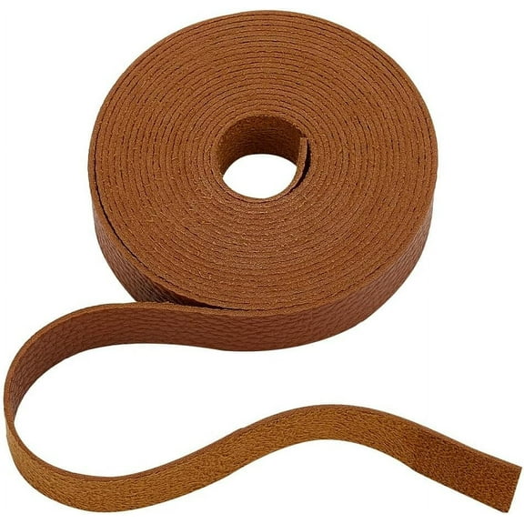 4.37Yards 0.79Inch Wide Brown Flat Leather Straps Roll Belt Wrap Lychee Pattern Leather Strips for DIY Craft Projects Pet Collars Belts Keychains Jewelry Leather Watch