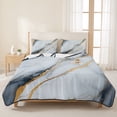 thumbnail image 3 of Twin Quilt Set 68''x86'', Gray Marble Lightweight Summer Bedspread Coverlet Set with 2 Pillow Shams, Modern Ink Painting Art Abstract Breathable All Season Quilt Bedding for Dorm/Bedroom, 3 of 9