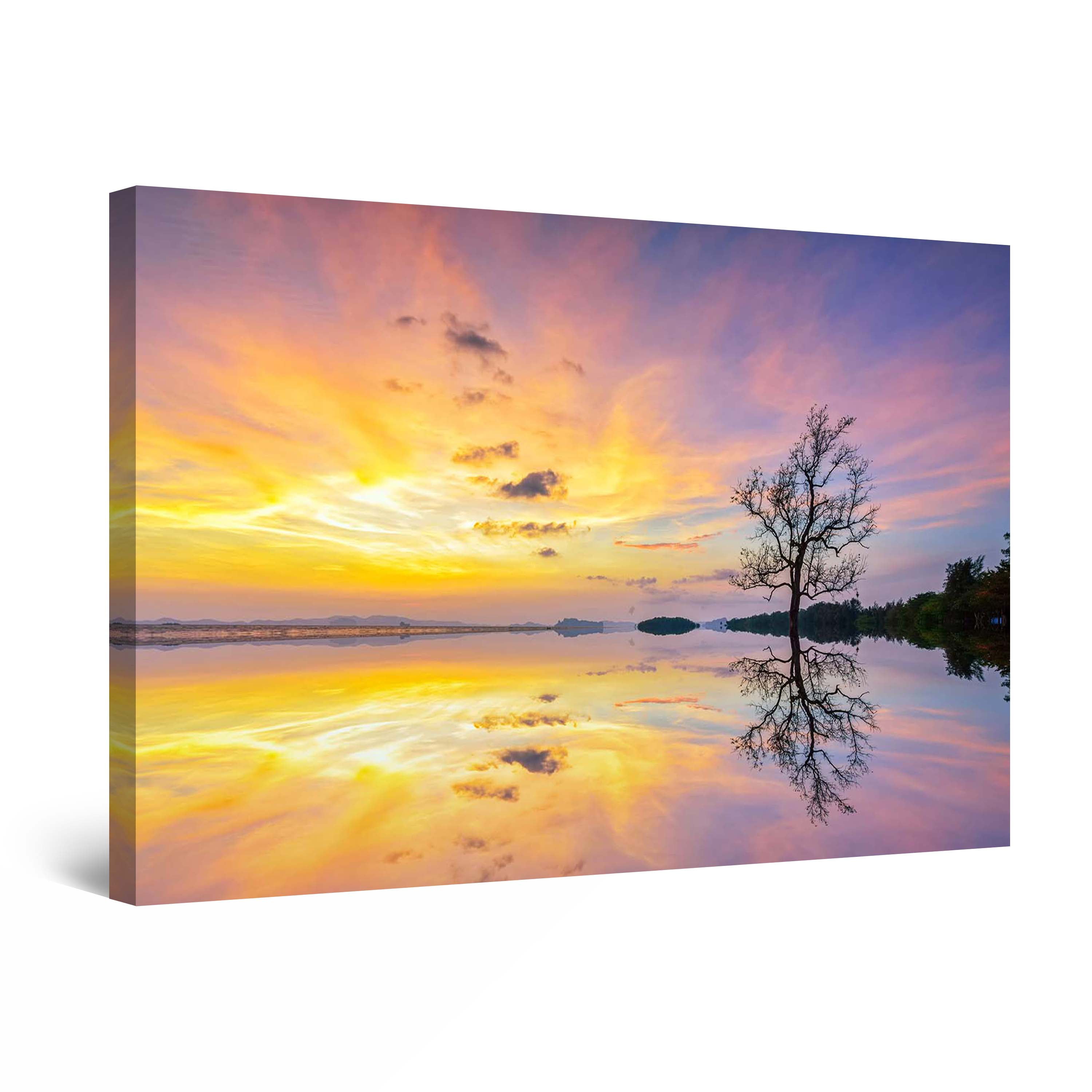 Startonight Canvas Wall Art Surreal Golden Sunrise Purple Landscape