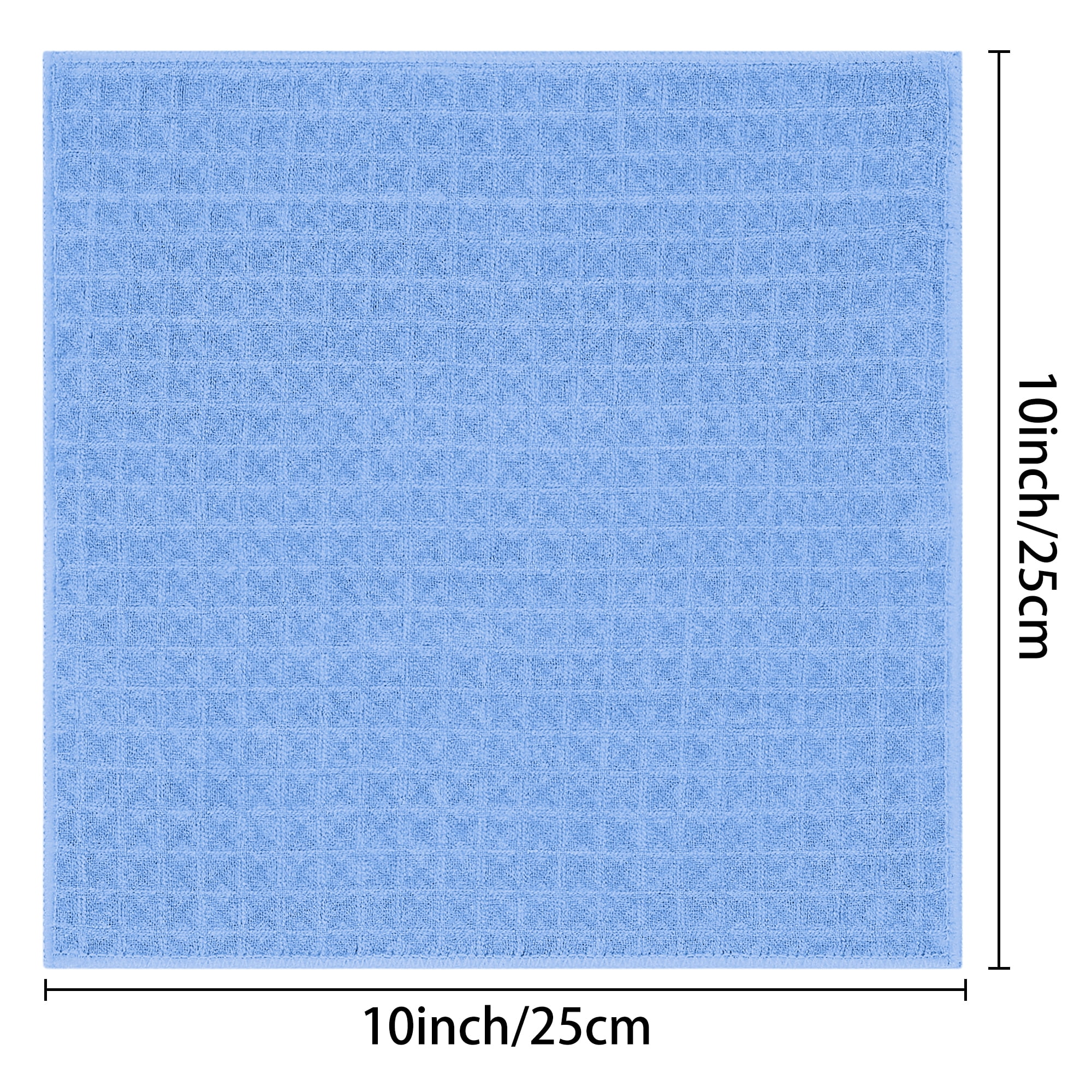 Unique Bargains Waffle Weave Kitchen Cleaning Absorbent Kitchen Towels Blue 10pk 10" x 10"