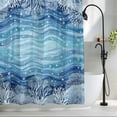 thumbnail image 2 of Summer Ocean Coral Shower Curtain, 36" x 72", Nautical Coastal Watercolor Blue Teal Sea Waves Waterproof Bathroom Curtain Washable Shower Curtain Set with 12 Hooks, 2 of 8