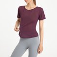thumbnail image 2 of Inleife Women's Solid Color Short Sleeved Yoga Suit W omen's Summer Quick Drying Loose Sports T-Shirt Short Sleeved Round Neck Top/shirt, 2 of 5