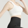 thumbnail image 4 of Women's Sports Underwear Zipper Front Piece High Impact Training Yoga Underwear Wireless Padded High Support Underwear - White, 4 of 5