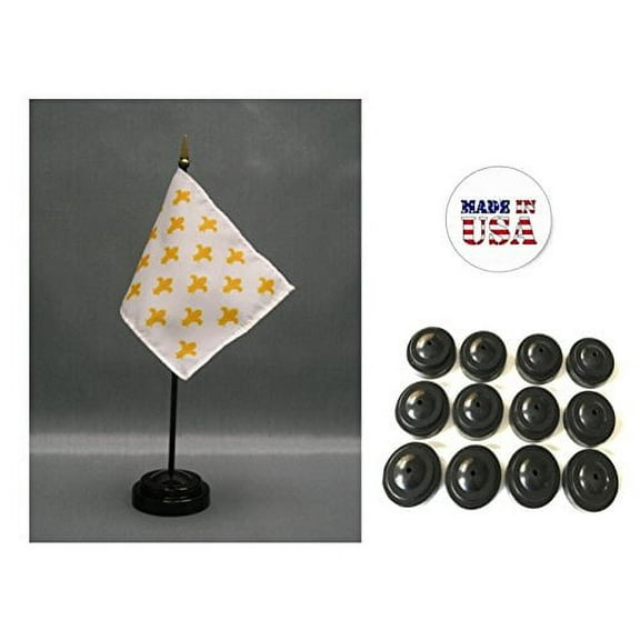 Box of 12 Fleur-De-Lis White 23 4"x6" Miniature Desk & Table Flags Includes 12 Flag Stands & 12 Arms of the Kingdom of France Small Mini Stick Flags
