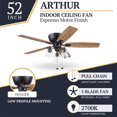 thumbnail image 4 of Prominence Home Arthur 52 Inch Flush Mount LED Ceiling Fan with Light, Bronze, 4 of 12