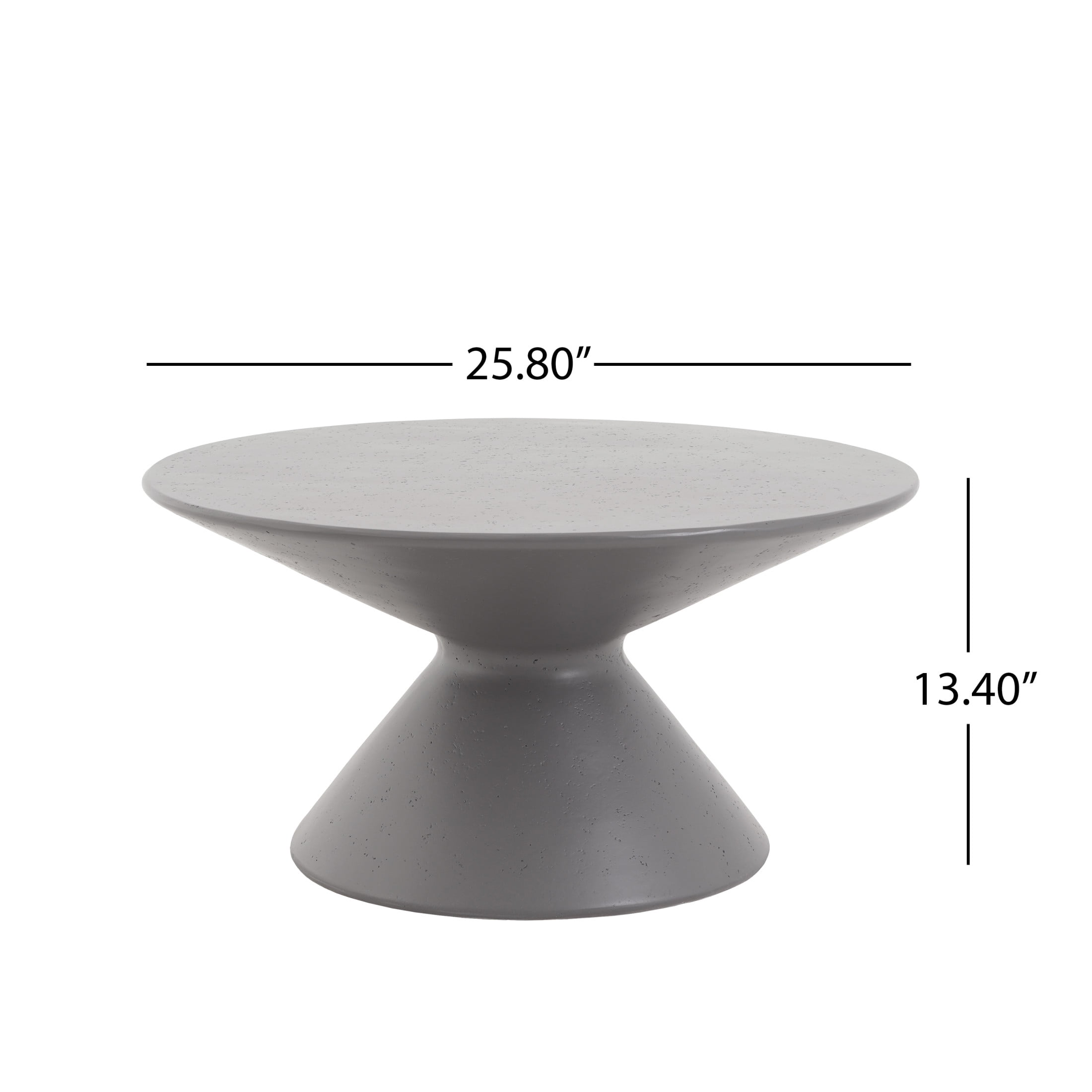 Christopher Knight Home 25.8" MgO Round Coffee Table, Indoor/Outdoor Accent Table, Gray