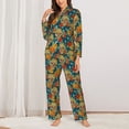 thumbnail image 2 of Yiaed Skull And Flowers Print Pajamas Women's Long Sleeve Sleepwear Soft Button Down Loungewear Pjs Lounge Set Nightwear Womens Pajama Pants-Large, 2 of 7